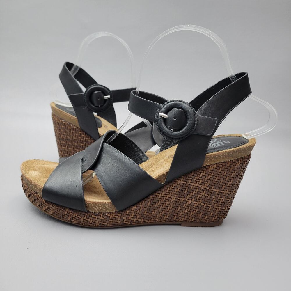 Sofft Casidy Womens Sandal Woven Wedge Wrap Soft Leather Straps Size 9 M Black - Picture 3 of 12